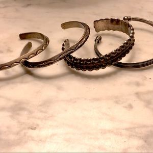 4 heavy real silver cuff bracelets - - bundle for discounts